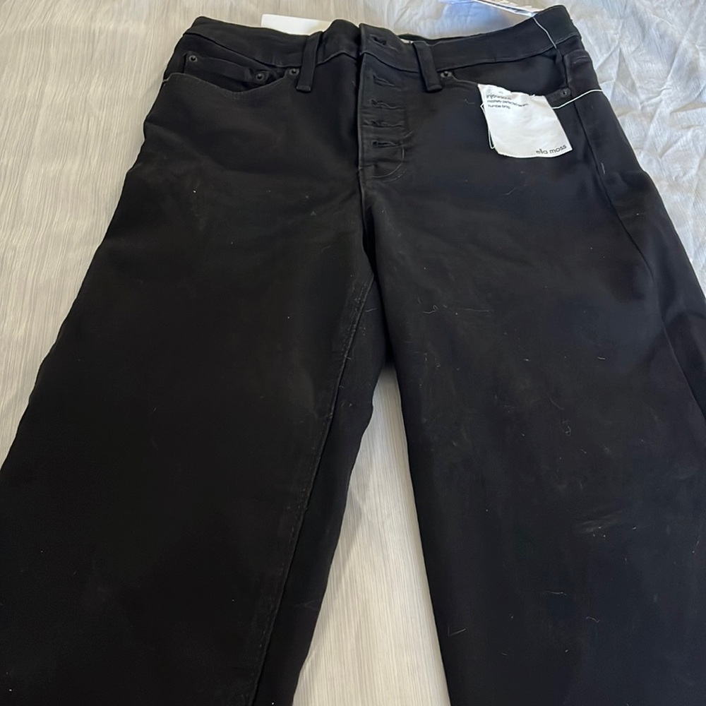 Ella Moss black jeans, women’s size 28, high rise, slim fit, straight ankle